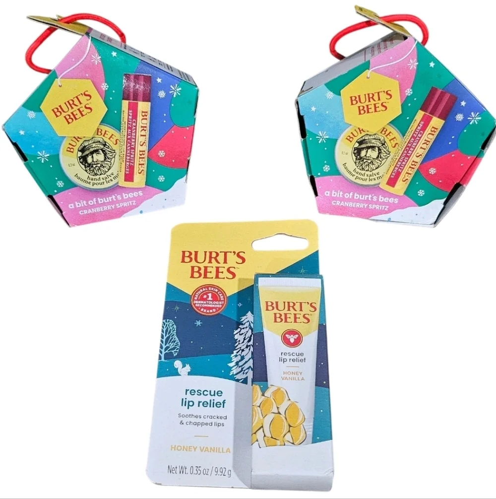 Burts Bees‎ Lot of Cranberry Spritz Hand Salve Honey Vanilla Rescue Lip Lot
